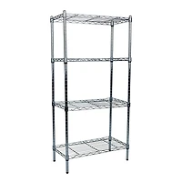 Mind Reader Alloy Collection Silver Adjustable 4-Tier Industrial Metal Storage Shelf