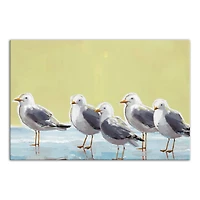Seagulls On Yellow 24" x 16" Canvas Wall Art