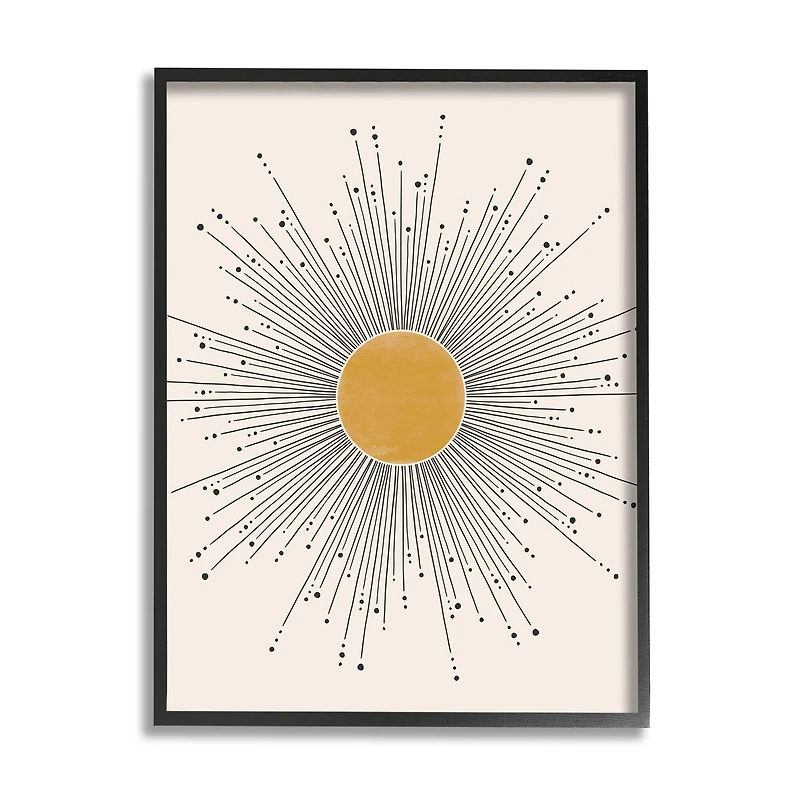 Stupell Industries Art Deco Summer Sun Geometric Line Bursts Framed Wall Art