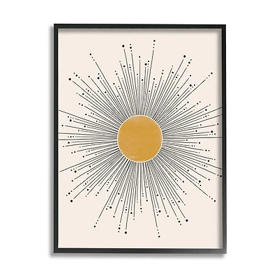 Stupell Industries Art Deco Summer Sun Geometric Line Bursts Framed Wall Art