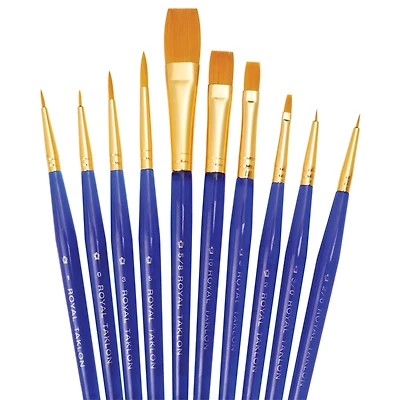 Royal & Langnickel® Golden Taklon Ultra-Short Handle 10 Piece Brush Set