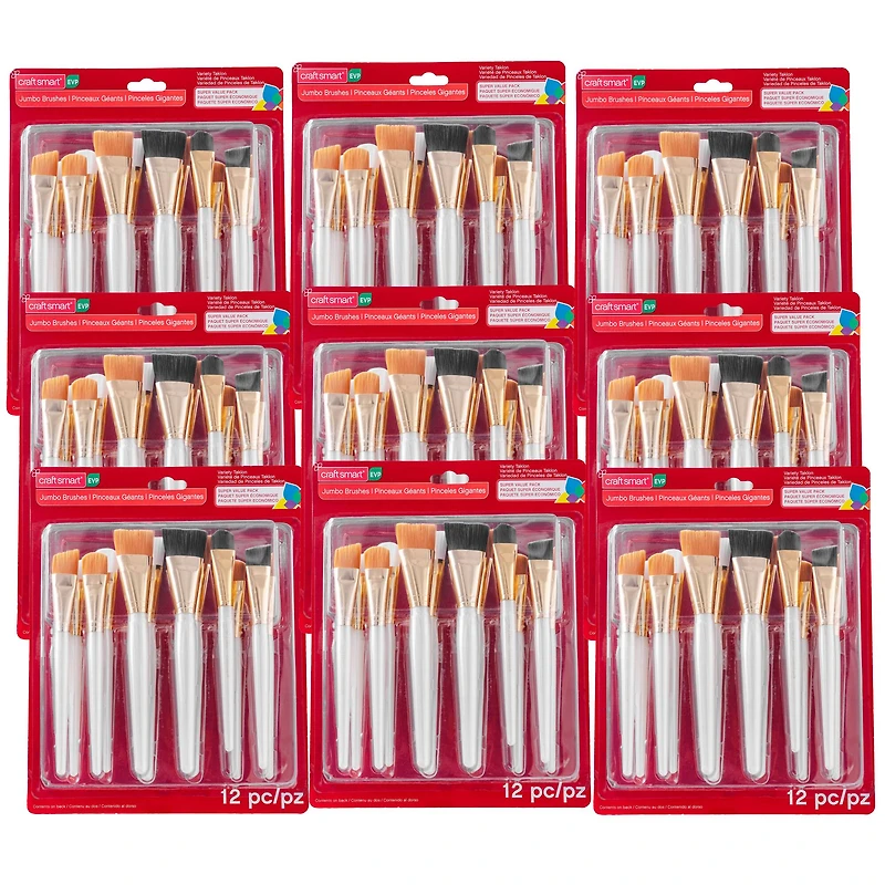 9 Pack: Variety Taklon Jumbo Brushes by Craft Smart®
