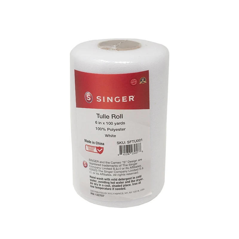SINGER® White Tulle Fabric Roll, 6" x 100yd.
