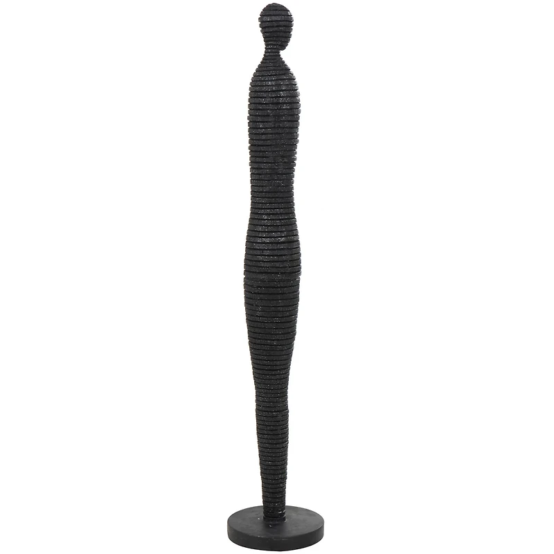 3.5ft. Black Abstract Ribbed Figure Sculpture