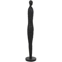 3.5ft. Black Abstract Ribbed Figure Sculpture