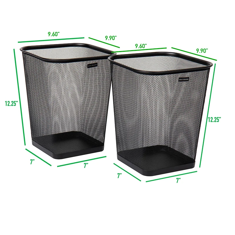 Mind Reader 2 Piece Square Metal Mesh Waste Basket Set