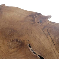 43" Brown Teak Wood Handmade Live Edge Coffee Table with Black Metal Hairpin Legs