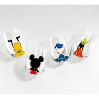 JoyJolt® Disney® Squad 15oz. Mickey Mouse & Pals Looking Backwards Stemless Wine Glasses, 4ct.