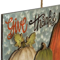 16.5" Give Thanks Fall Harvest Pumpkin Wall Sign