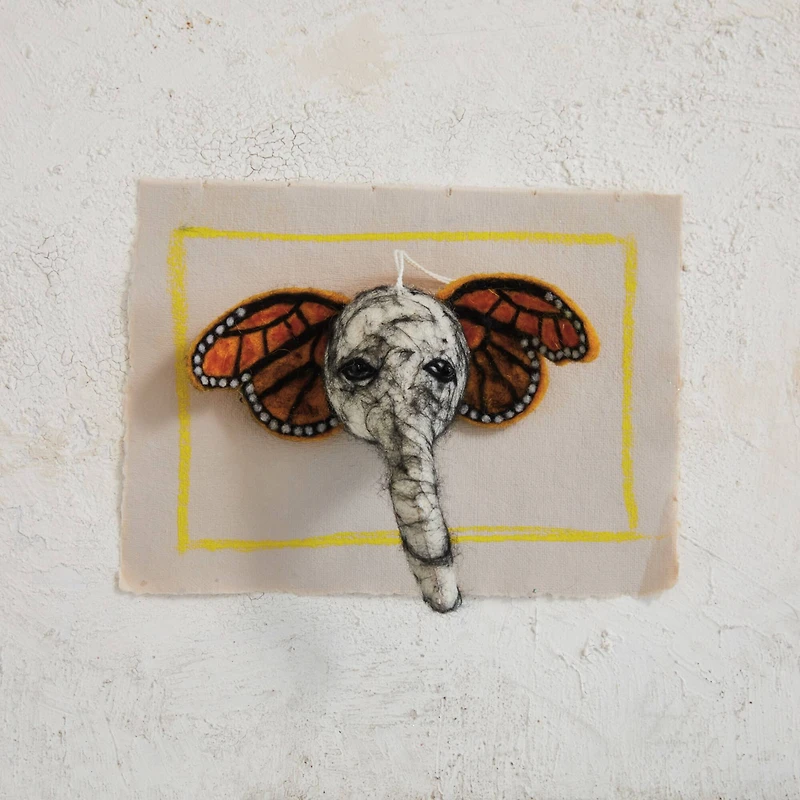 Hello Honey® 7.5" Elephant Head Wool Felt Ornament