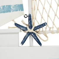 Blue Sail Boat with Netting & Starfish Sculpture Set