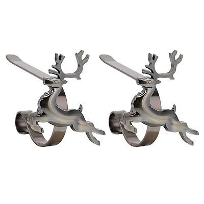 Original MantleClip® Antique Brass Reindeer Icons Stocking Holders, 2ct.