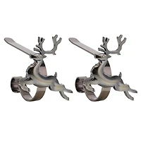 Original MantleClip® Antique Brass Reindeer Icons Stocking Holders, 2ct.