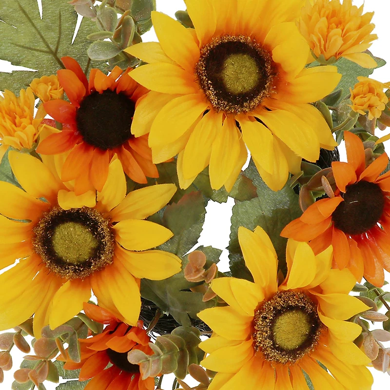 Mini Yellow & Orange Sunflower & Eucalyptus Wreath by Ashland®