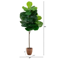 6ft. Giant Leaf Fiddle Leaf Fig Tree in Decorative Planter with Real Touch Leaves