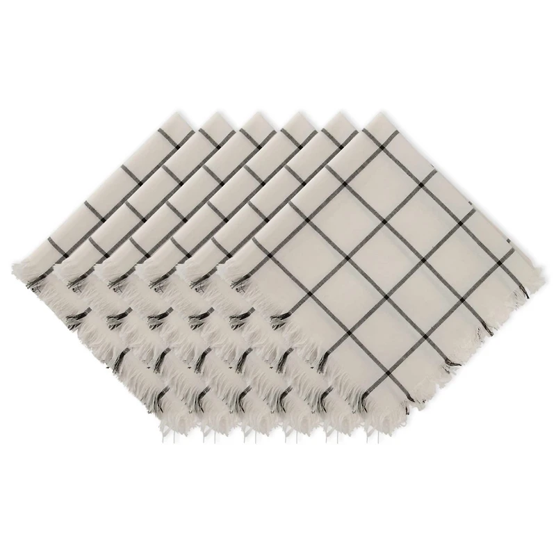 DII® Black Check Fringed Cloth Dinner Napkins, 6ct.