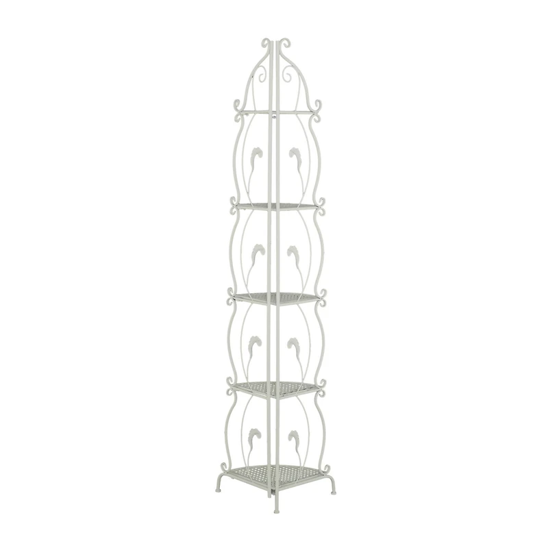 White Iron French Country Bakers Rack, 71" x 16" x 12"