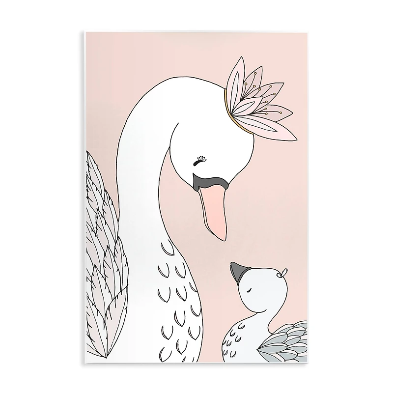 Stupell Industries Mother & Baby Swan Flower Crowns Princess Animals Wall Plaque Art