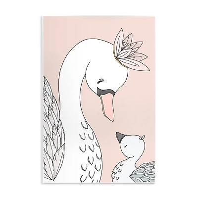 Stupell Industries Mother & Baby Swan Flower Crowns Princess Animals Wall Plaque Art