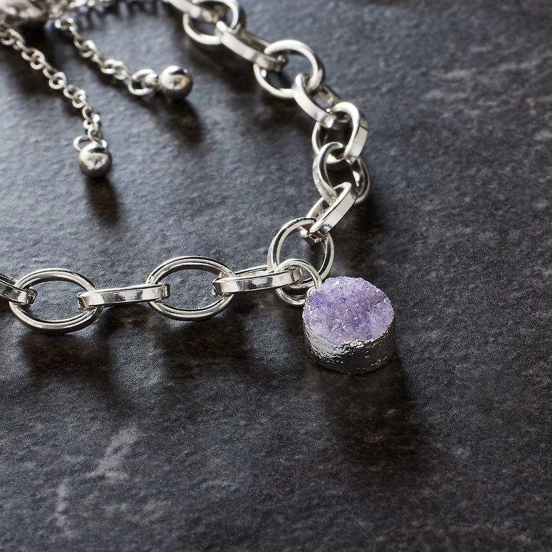 Round Violet Dyed Quartz Charm by Bead Landing™