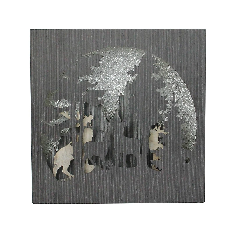 13.75" Glittered Winter Woodland Deer Christmas Shadow Box Table Décor
