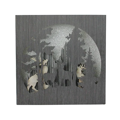 13.75" Glittered Winter Woodland Deer Christmas Shadow Box Table Décor