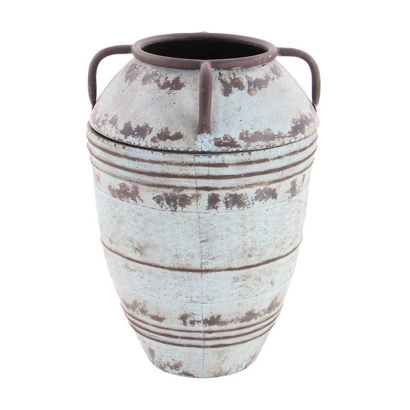 Set of 3 Blue Metal Rustic Vase, 26", 23", 19"