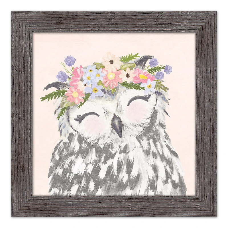 Owl with Flowers Western Framed Print