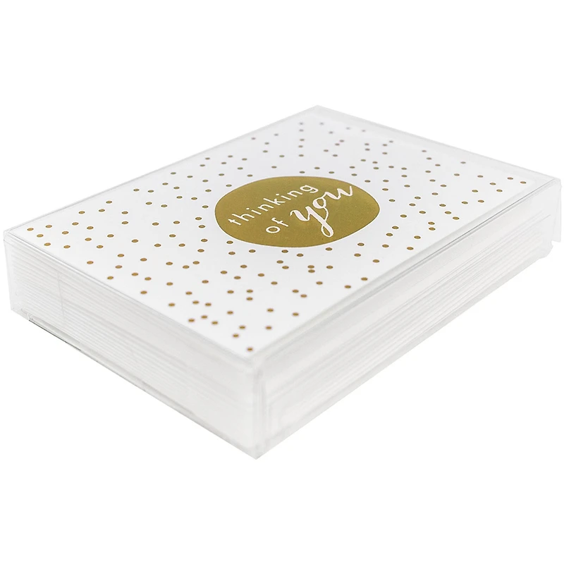 JAM Paper A1 White & Gold Dots Blank Greeting Cards & Envelopes, 10ct.