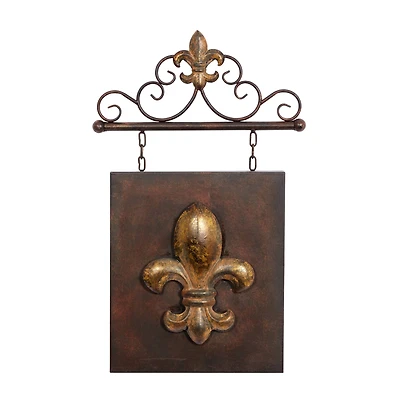 Bronze Metal Fleur de Lis Wall Decoration