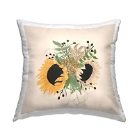 Stupell Industries Wild Sunflower Bouquet Varied Botanicals Throw Pillow, 18" x 18"