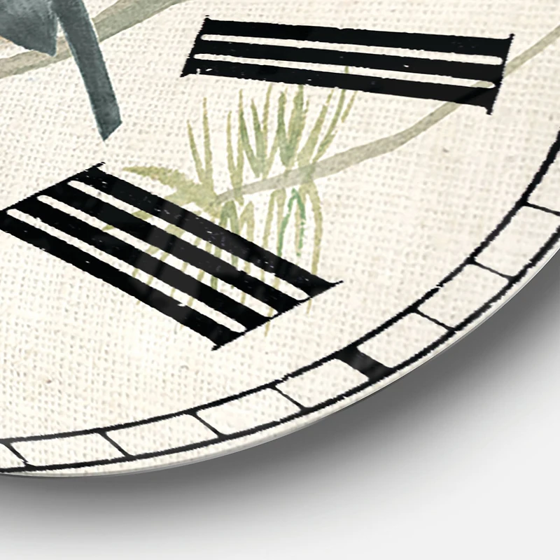 Designart 'Chickadee And Red Farmhouse Bird On Branch Farmhouse Wall Clock