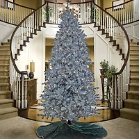 10ft. Pre-Lit Matte Silver Metallic Evergreen Artificial Christmas Tree
