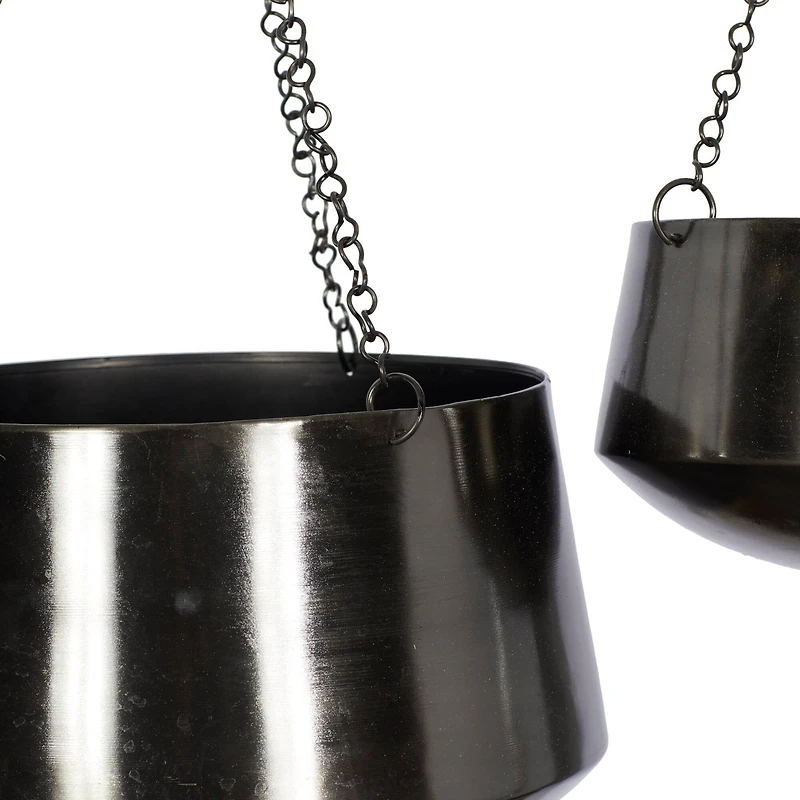 Black Metal Glam Planter Set, 5" & 7"