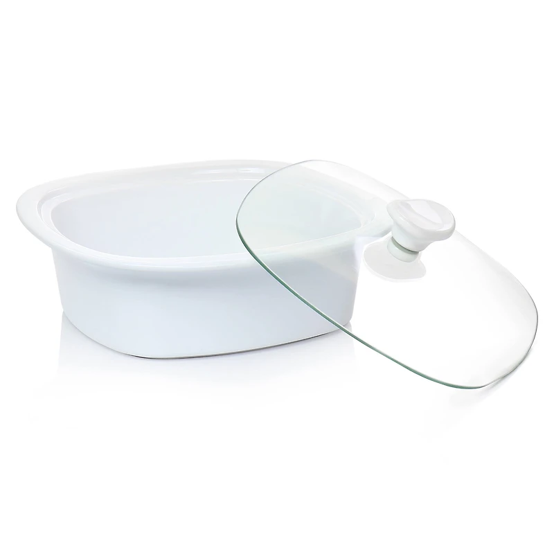 Gibson Elite® 1.9qt. White Ceramic Casserole with Glass Lid
