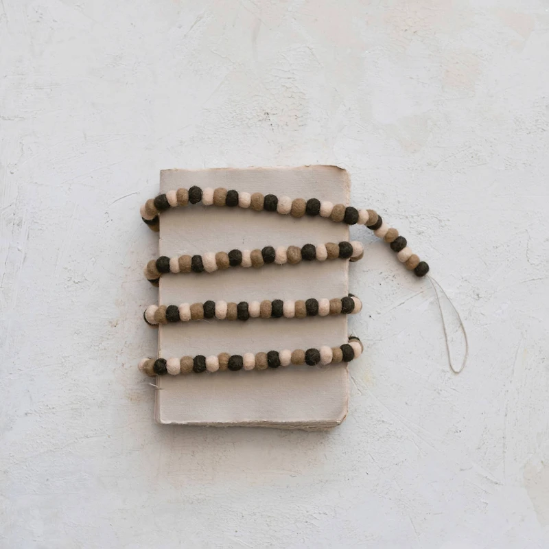 Hello Honey® 6ft. Cream & Brown Wool Felt Ball Garland