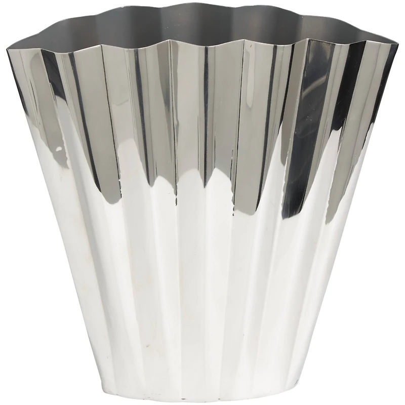 15" Silver Stainless Steel Vase with Zig Zag Edging