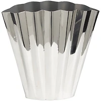 15" Silver Stainless Steel Vase with Zig Zag Edging