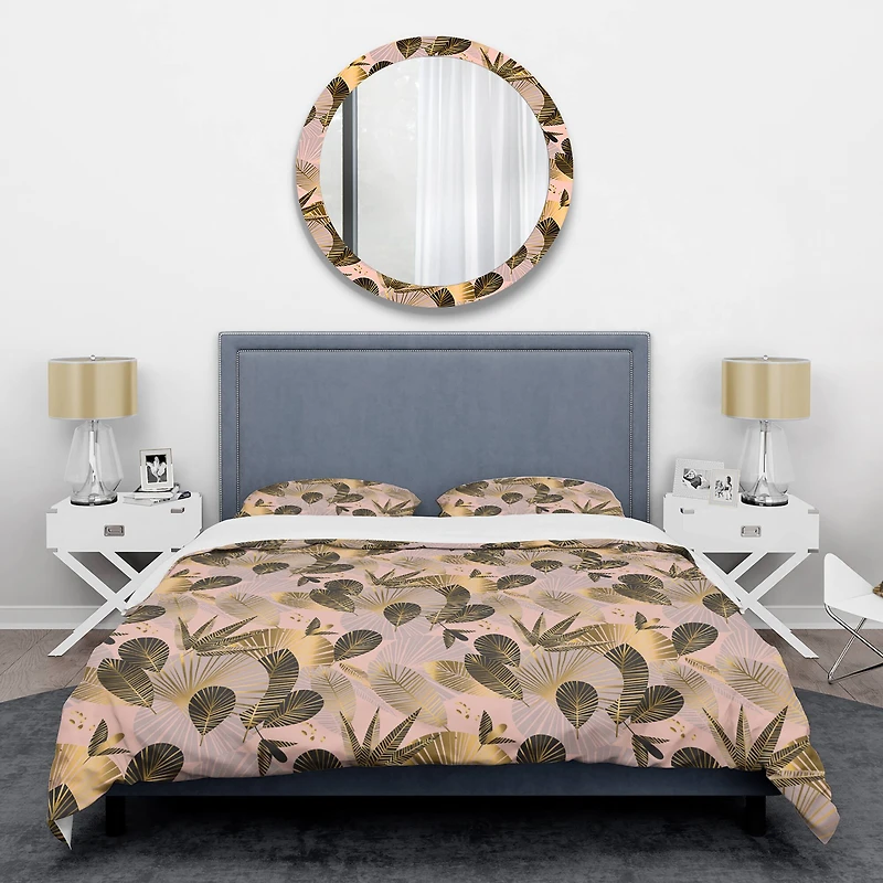 Designart 'Golden Foliage III' Mid-Century Duvet Cover Set