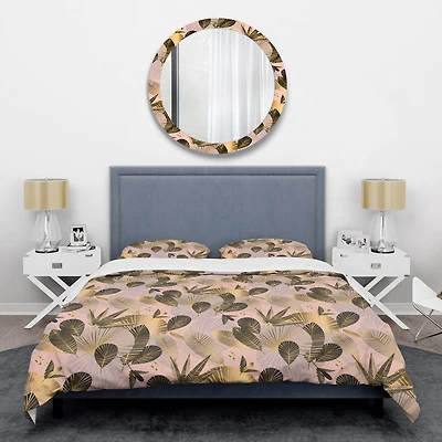 Designart 'Golden Foliage III' Mid-Century Duvet Cover Set