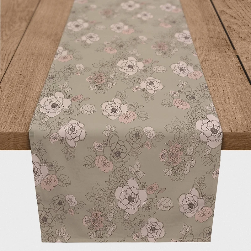 90" Intricate Floral Cotton Twill Runner