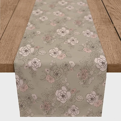 90" Intricate Floral Cotton Twill Runner
