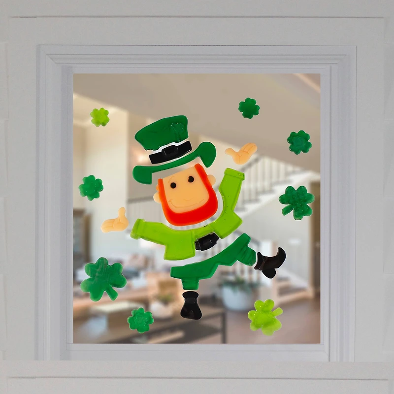 St. Patrick's Day Leprechaun Gel Window Clings
