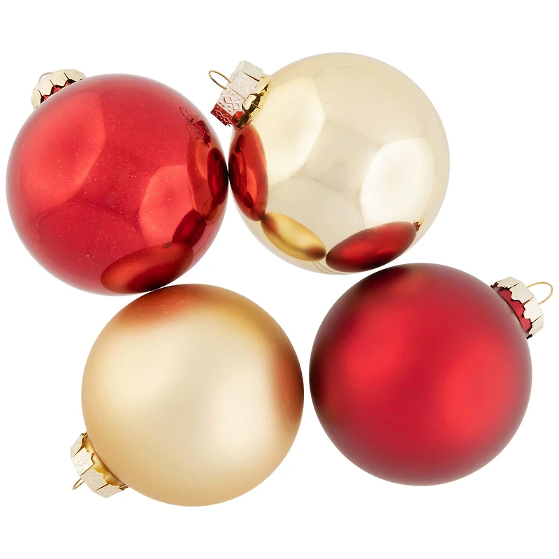 72ct. 4" Red & Gold Matte Glass Ball Ornaments