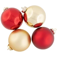72ct. 4" Red & Gold Matte Glass Ball Ornaments