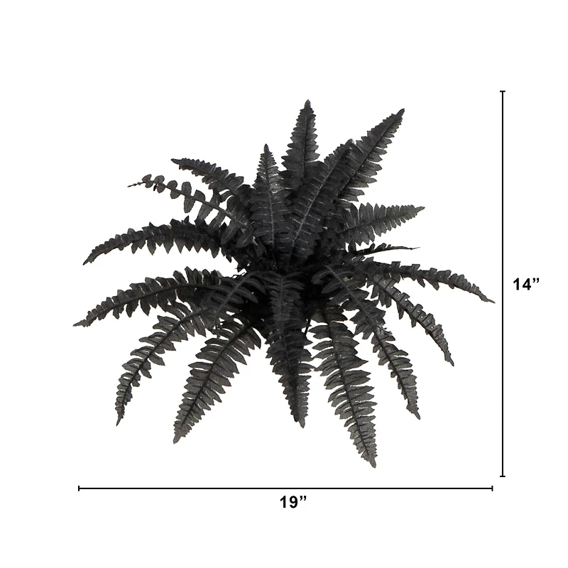 19in. Artificial Halloween Black Boston Fern - Set of 6