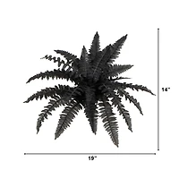 19in. Artificial Halloween Black Boston Fern - Set of 6
