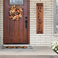 36" Orange Wood Happy Halloween with Spider Wall Sign