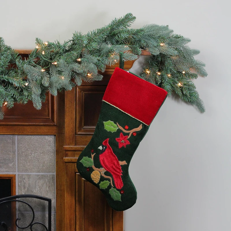 20" Cardinal Applique Christmas Stocking