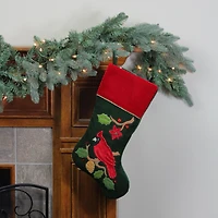 20" Cardinal Applique Christmas Stocking